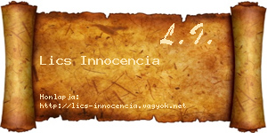 Lics Innocencia névjegykártya